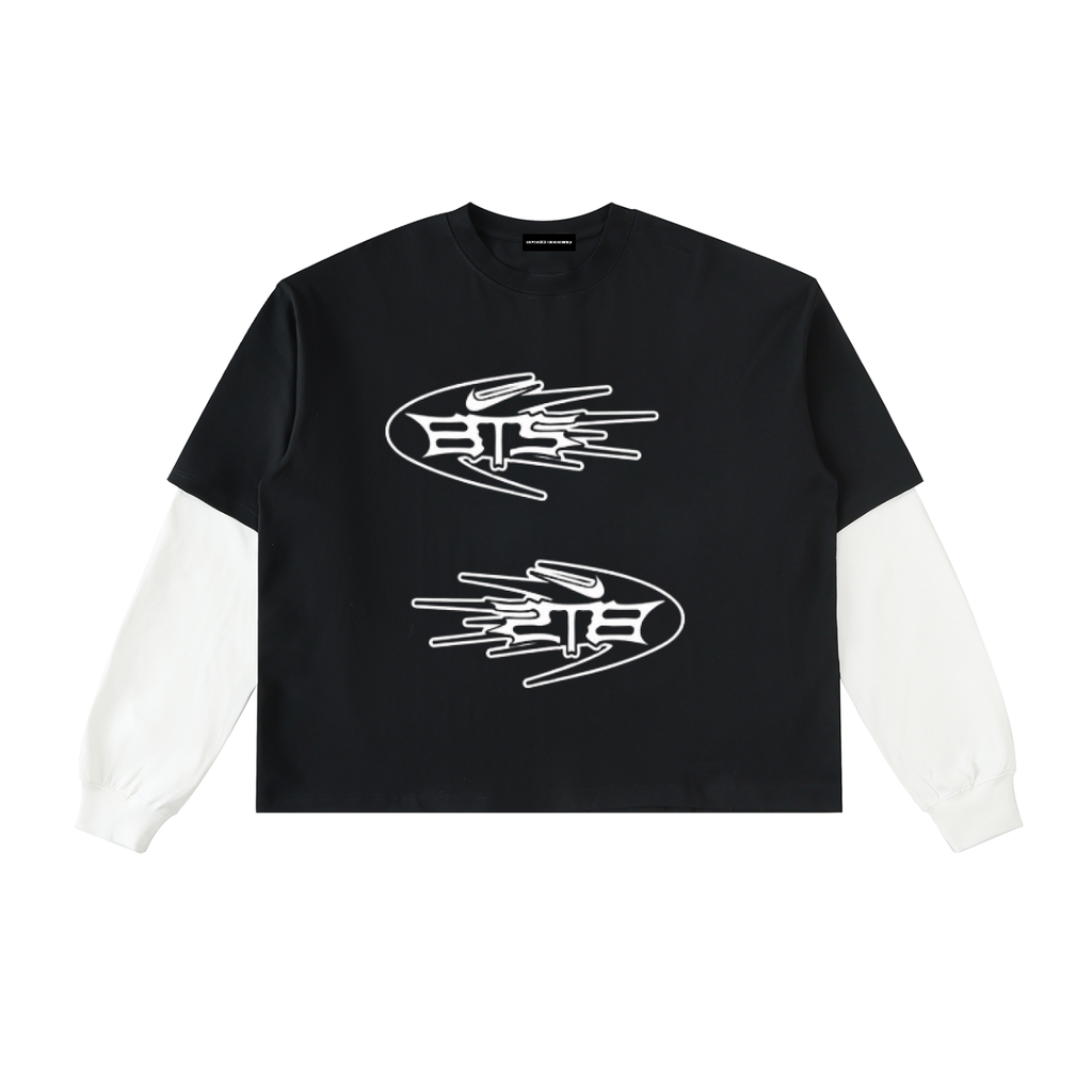 NIKE X BTS Layered Contrast Sleeve Cotton T-Shirt