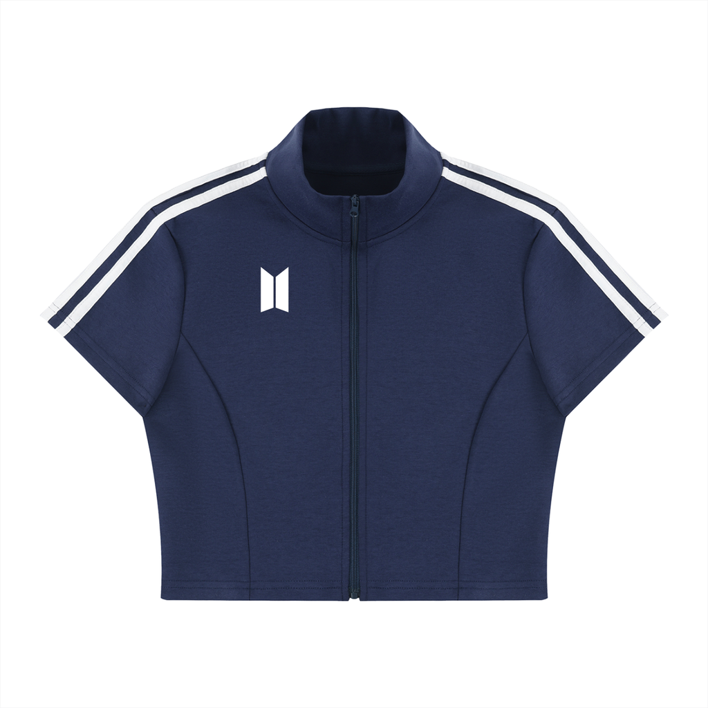 Keep Swimming Cropped Full Zip Short Sleeve T-Shirt