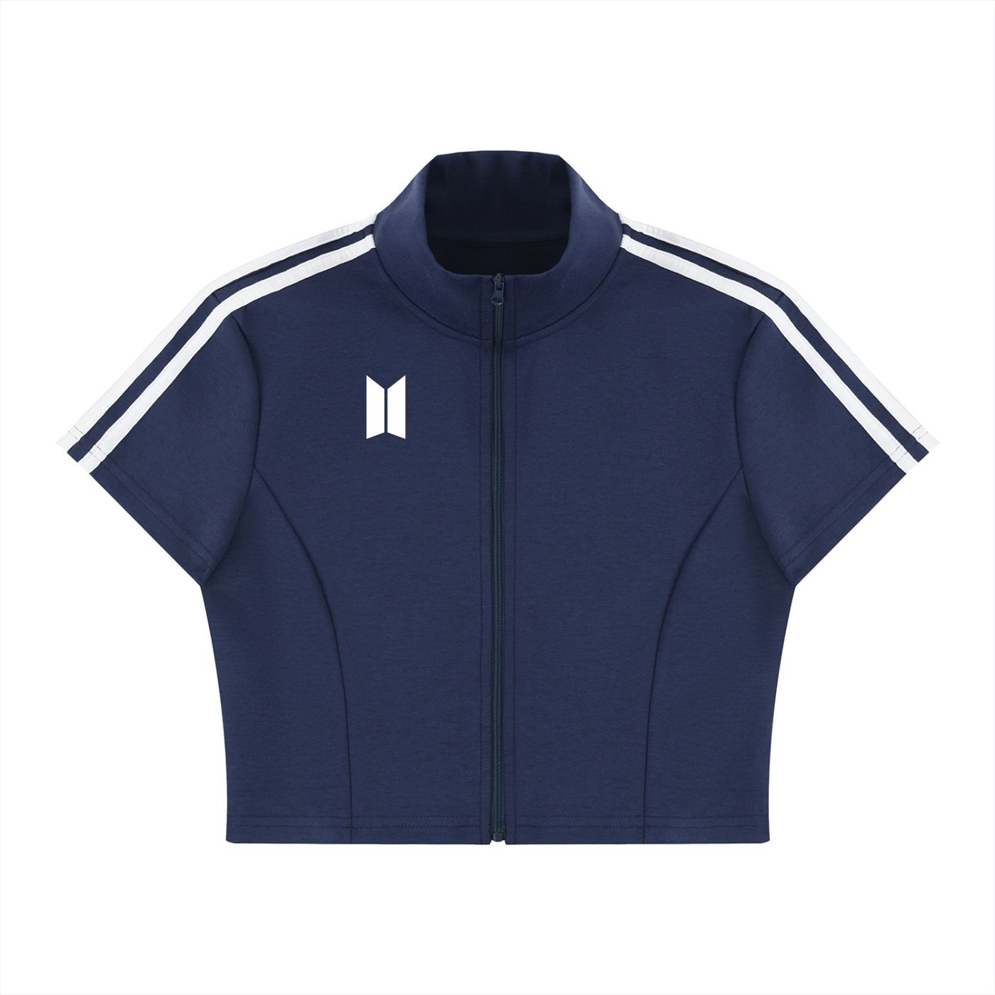 Keep Swimming Cropped Full Zip Short Sleeve T-Shirt