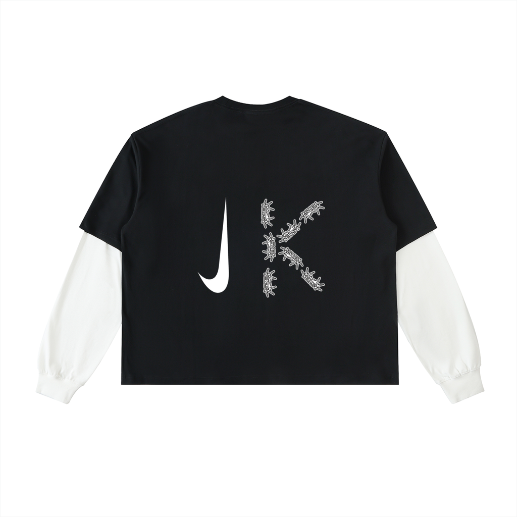 NIKE X BTS Layered Contrast Sleeve Cotton T-Shirt