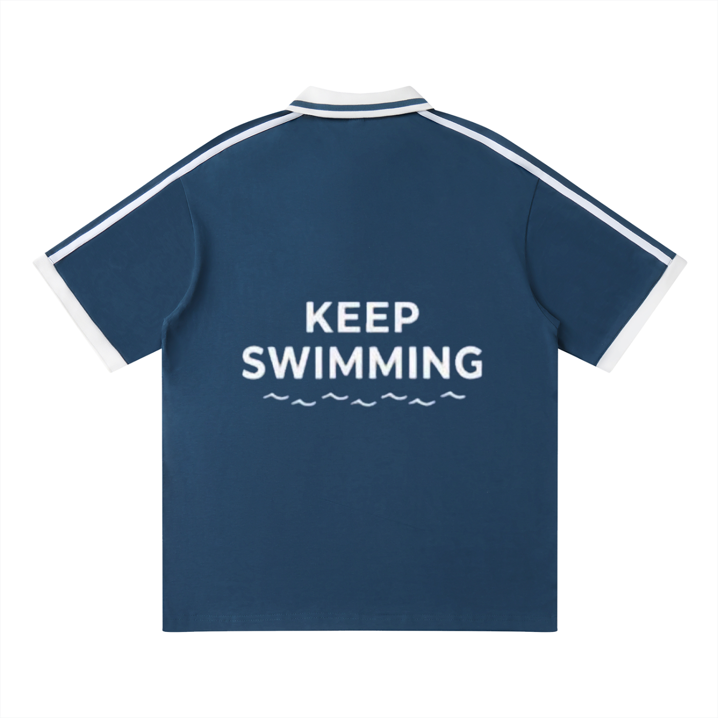 Keep Swimming Unisex Contrast Piping Polo Shirt