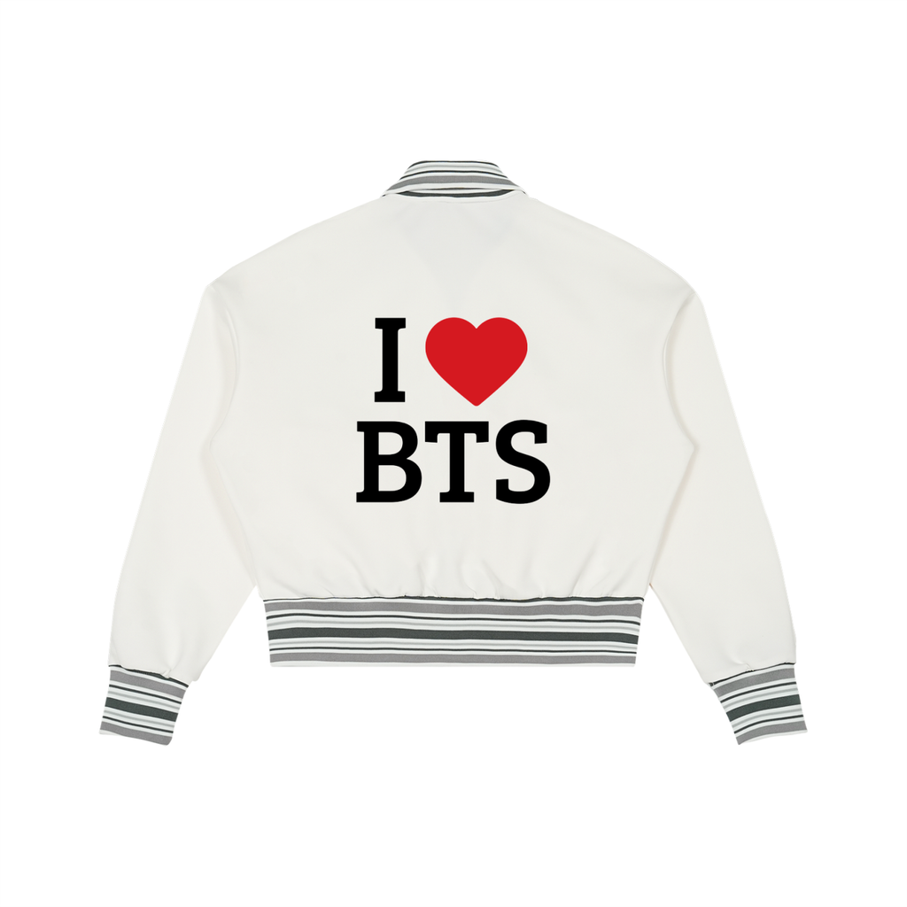 I love BTS Striped Rib Collar Zip Jacket