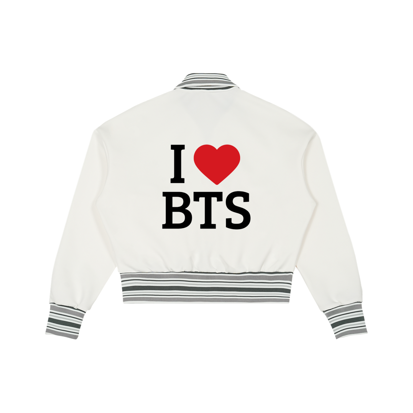 I love BTS Striped Rib Collar Zip Jacket