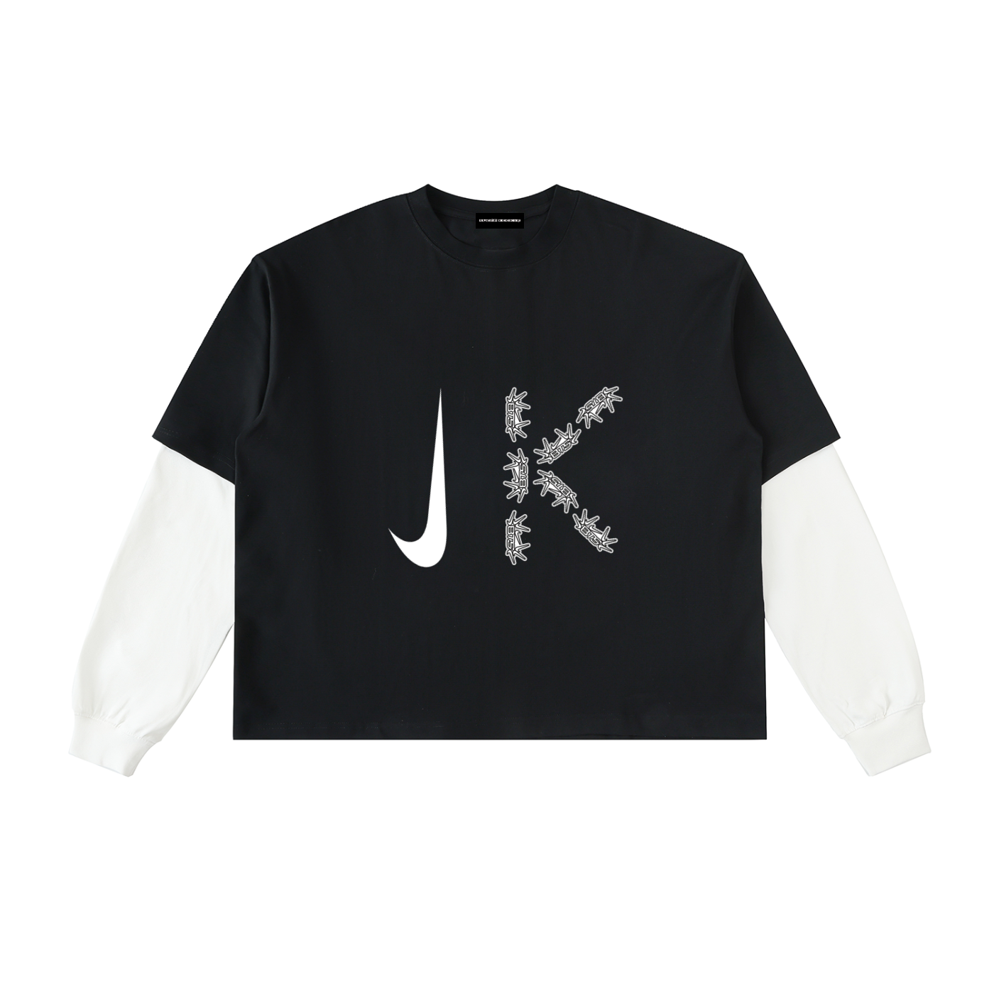 Layered Contrast Sleeve Cotton T-Shirt