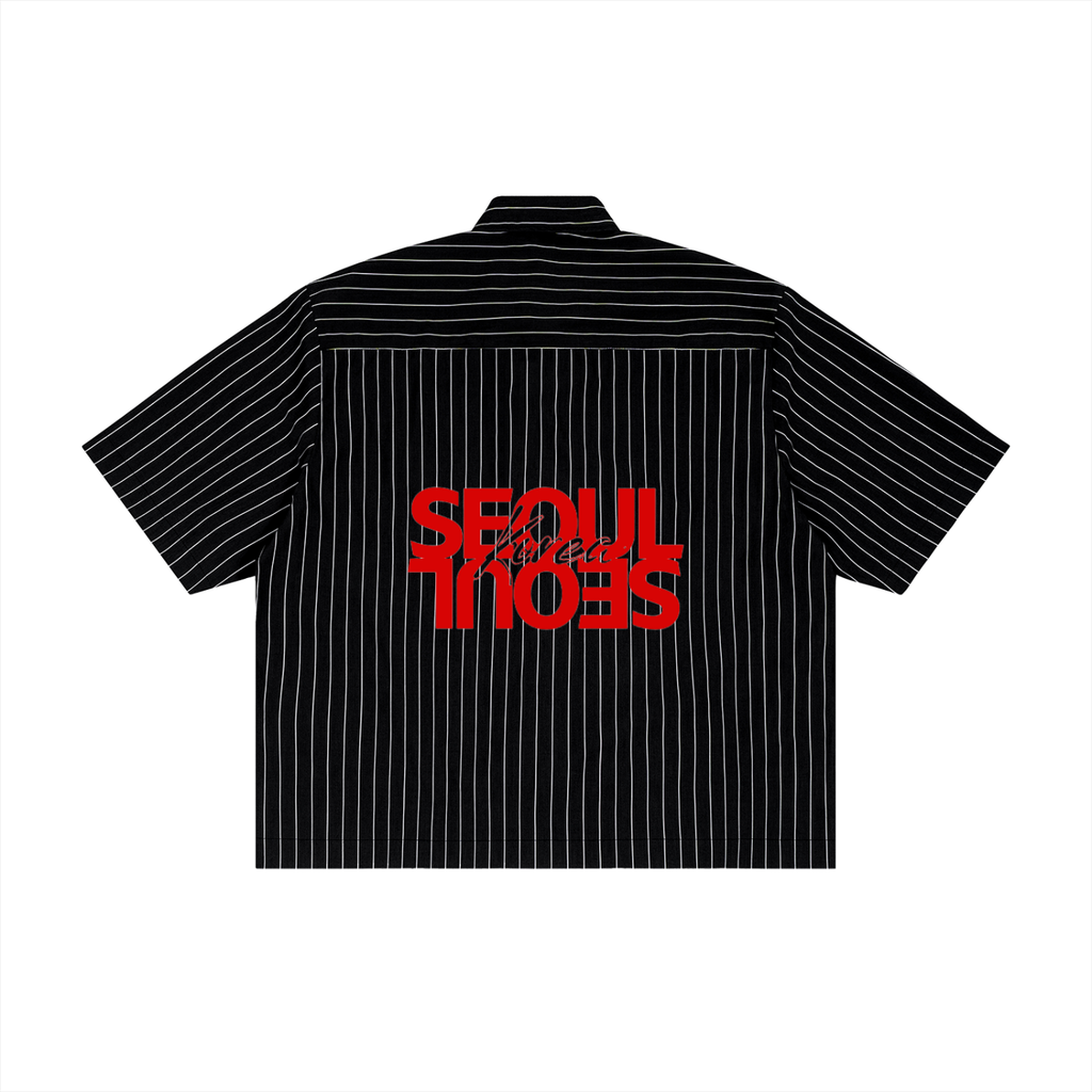 Unisex Striped Boxy Button-Up Shirt