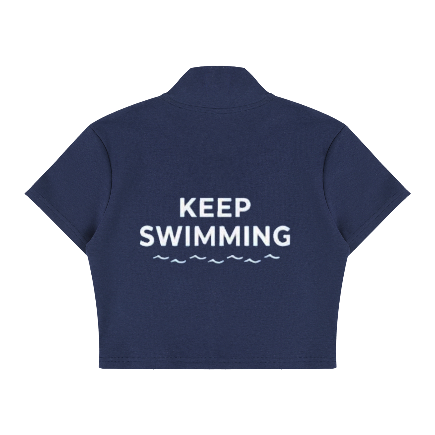 Keep Swimming Cropped Full Zip Short Sleeve T-Shirt
