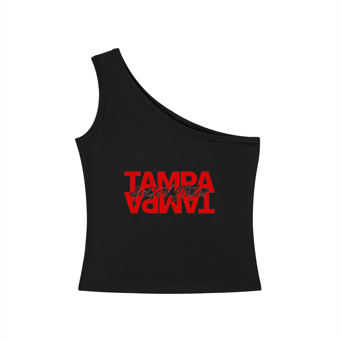 Ma city (Tampa) One-Shoulder Crop T-Shirt