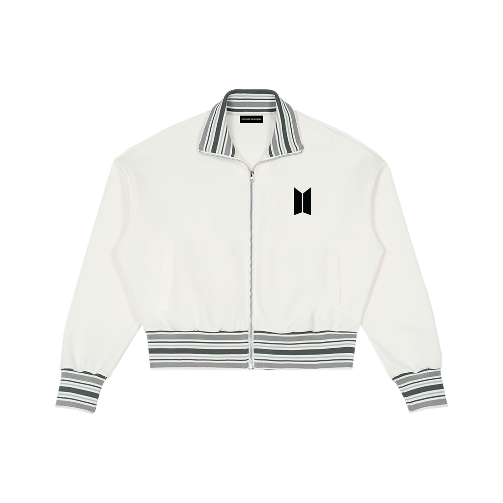 I love BTS Striped Rib Collar Zip Jacket